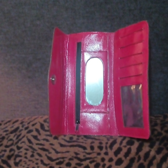 Mexico Pink Leather Trifold Leather Flower Print Wallet - Picture 4 of 6